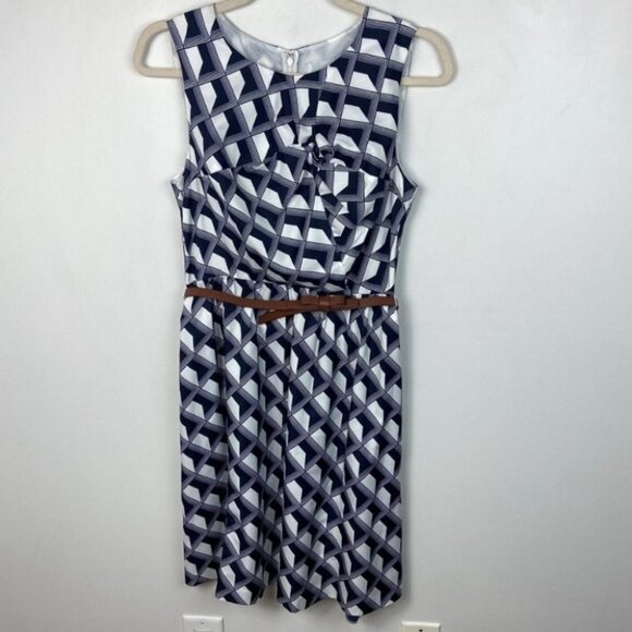 Anthropologie Hi There Karen Walker Belted Dress Size 4 Architectural Print Boho - Picture 6 of 7